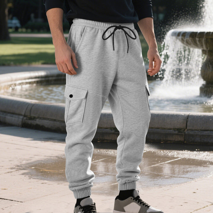 Herren Funktionale Cargo-Jogginghose mit Tunnelzug, Sicherheits-Flap-Taschen und elastischem Knöchelbündchen – Bravaro
