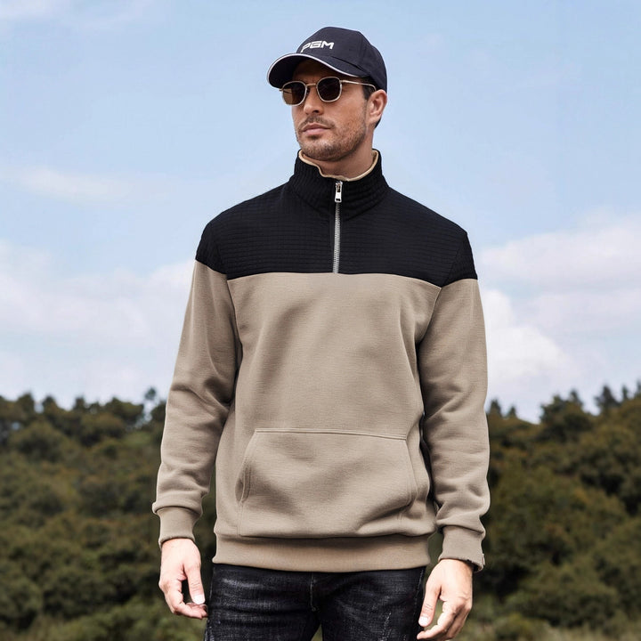Herren funktionale Sweatjacke mit hochschließendem Kragen und praktischer Kängurutasche Echoarchiv