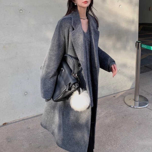 Damen Modischer und eleganter Bouclé-Mantel mit doppelter Knopfleiste Echoarchiv