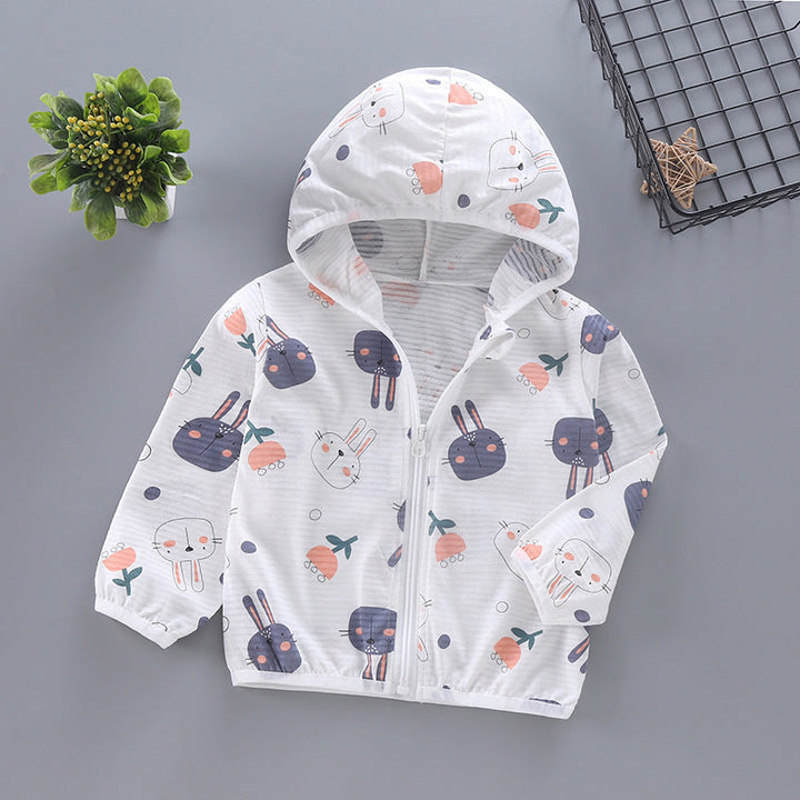 Unisex nan leichte Kapuzenjacke für Kleinkinder mit süßem Tierprint und Reißverschluss  Echo Archiv