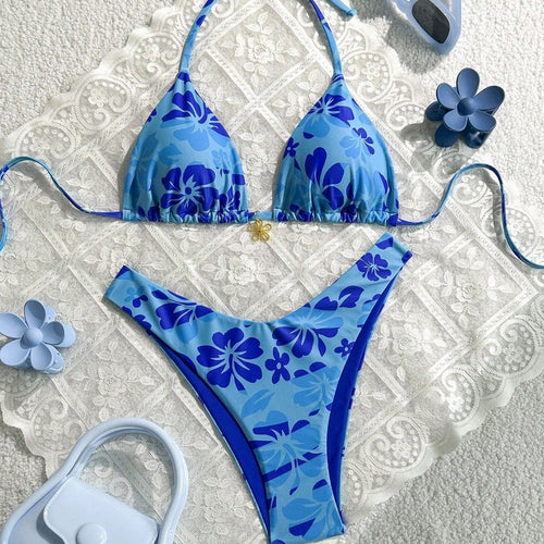 Damen Triangel-Bikini mit floralem Muster Echo Archiv
