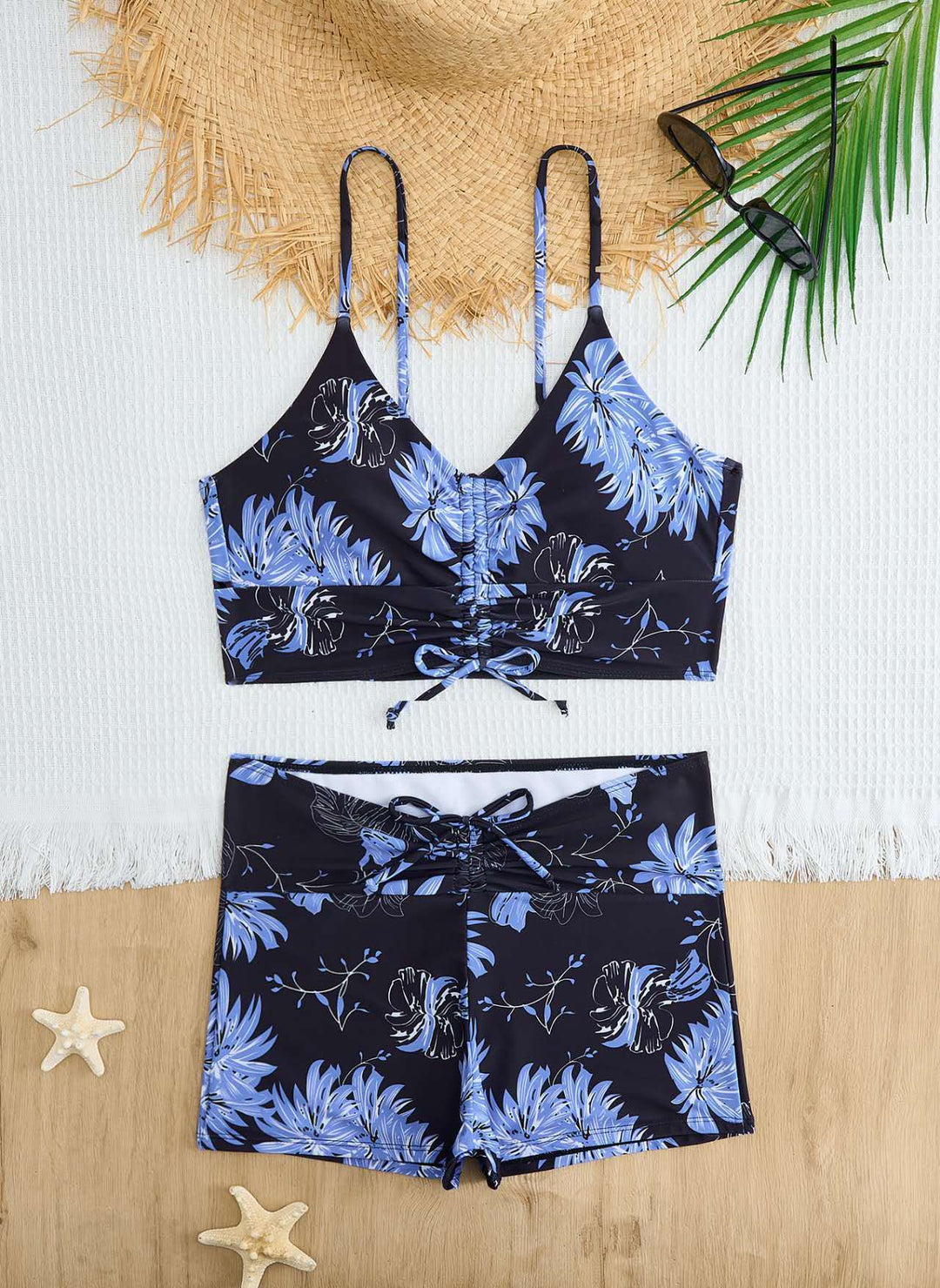 Damen Bikini mit floralem Rüschendesign und verstellbaren Trägern Echo Archiv