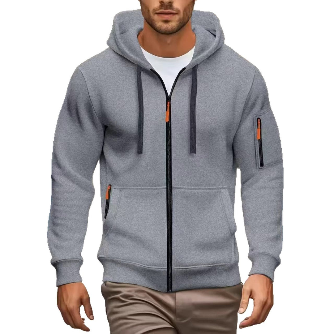 Herren nan funktionale Kapuzenjacke mit durchgehendem Reißverschluss, Ärmeltasche und elastischen Bündchen Echo Archiv