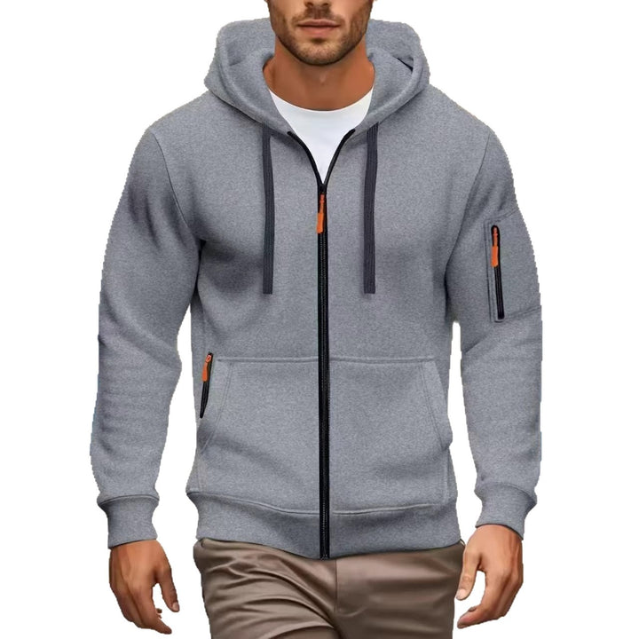 Herren nan funktionale Kapuzenjacke mit durchgehendem Reißverschluss, Ärmeltasche und elastischen Bündchen Echo Archiv