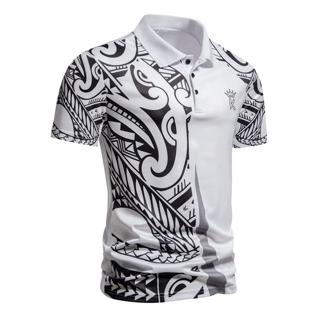 Herren Poloshirt mit modernem tribal Design und atmungsaktiver Funktionalität Echoarchiv
