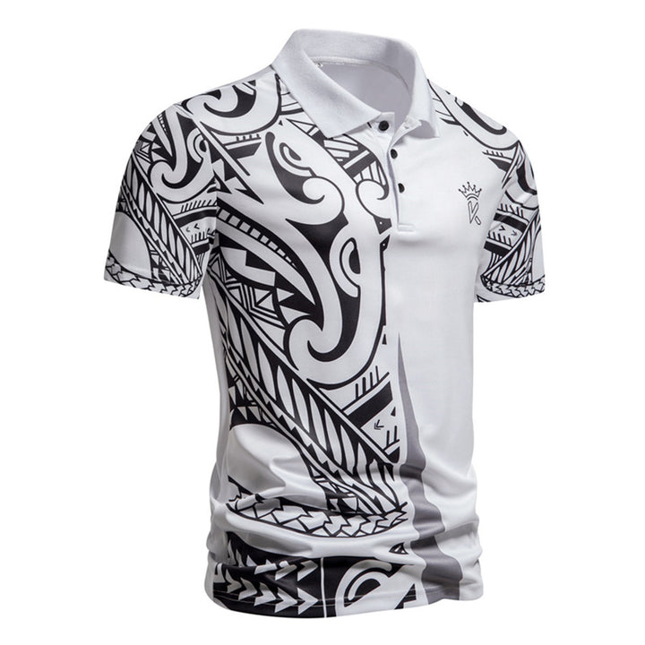 Herren Poloshirt mit modernem tribal Design und atmungsaktiver Funktionalität Echoarchiv