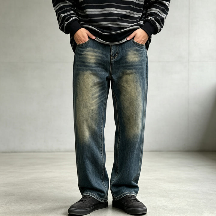 Herren Bequeme Schnitt Jeans im Used-Look Echoarchiv