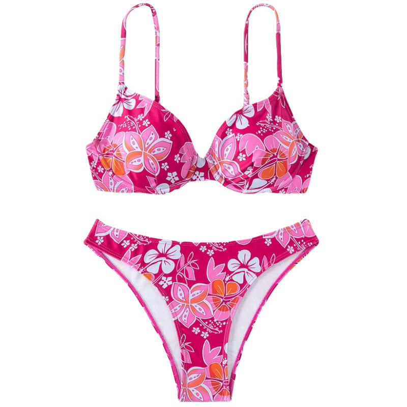 Damen gepolsterter Triangel-Bikini mit floralem Design und verstellbaren Trägern Echo Archiv