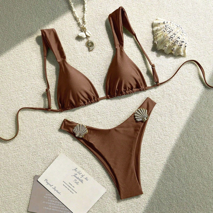 Damen Triangel-Bikini mit dekorativen Muschelverzierungen Echo Archiv