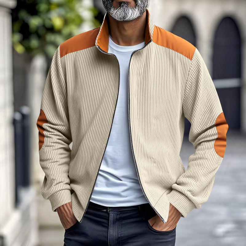 Herren sportliche Jacke mit strukturierten Ärmeln und Stehkragen Echoarchiv