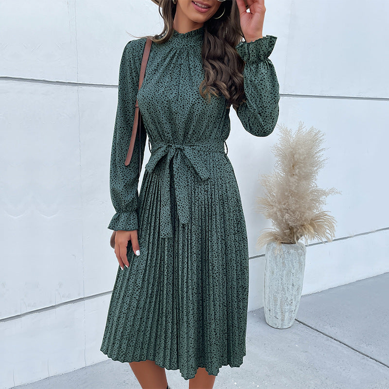 Damen Midi-Kleid mit Taillengürtel und Rüschendetails Echo Archiv