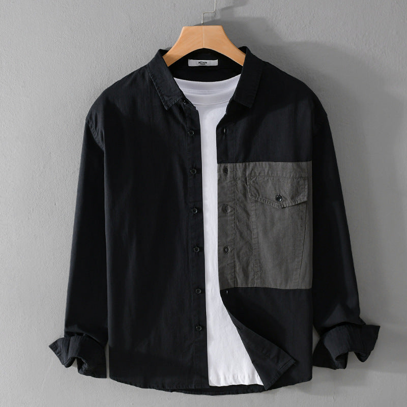 Herren Kontrast-Brusttaschen-Overshirt aus leichter Baumwollmischung mit Relaxed‑Fit Echoarchiv