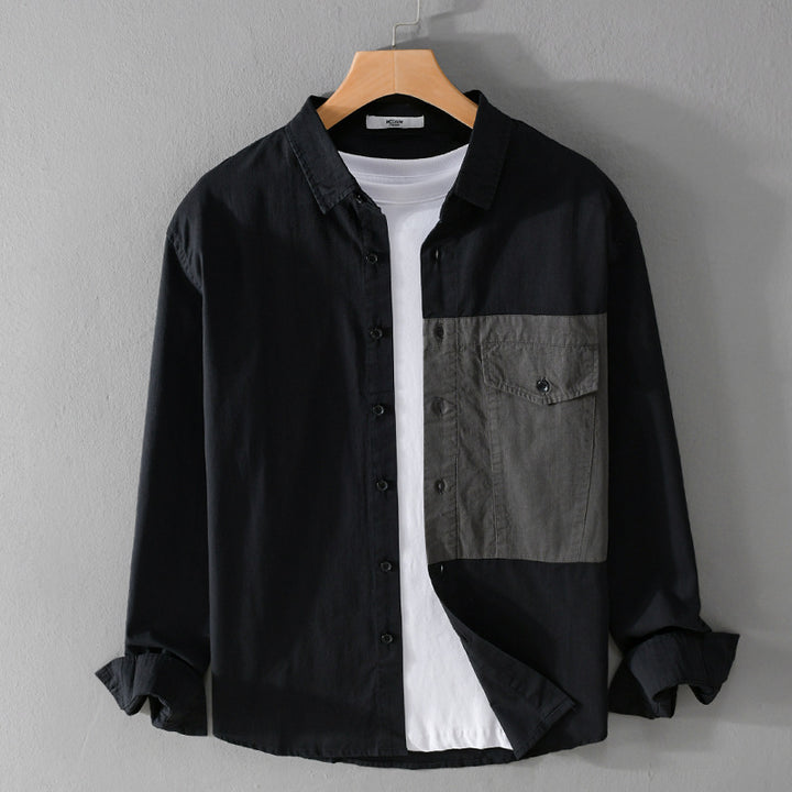 Herren Kontrast-Brusttaschen-Overshirt aus leichter Baumwollmischung mit Relaxed‑Fit Echoarchiv