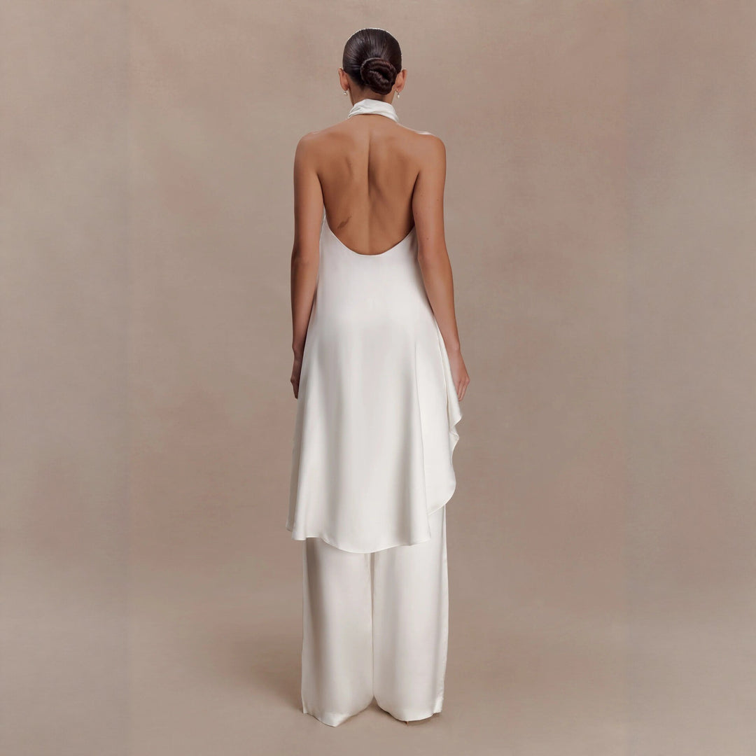 Damen elegantes satinierter Einteiler mit asymmetrischem Schnitt Echo Archiv