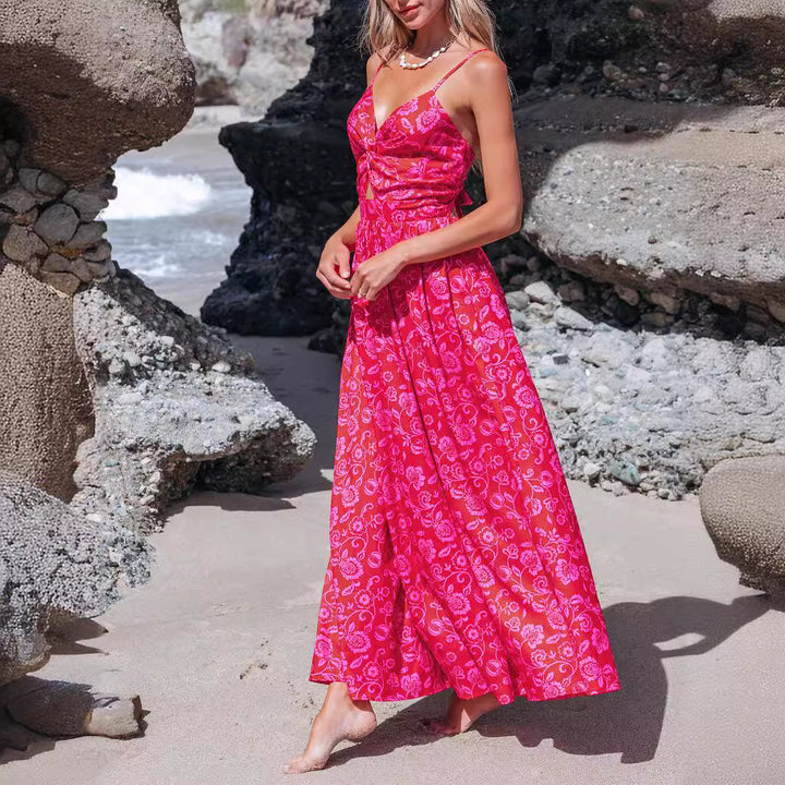 Damen Maxikleid mit raffiniertem Knotendesign und floralem Muster Echo Archiv