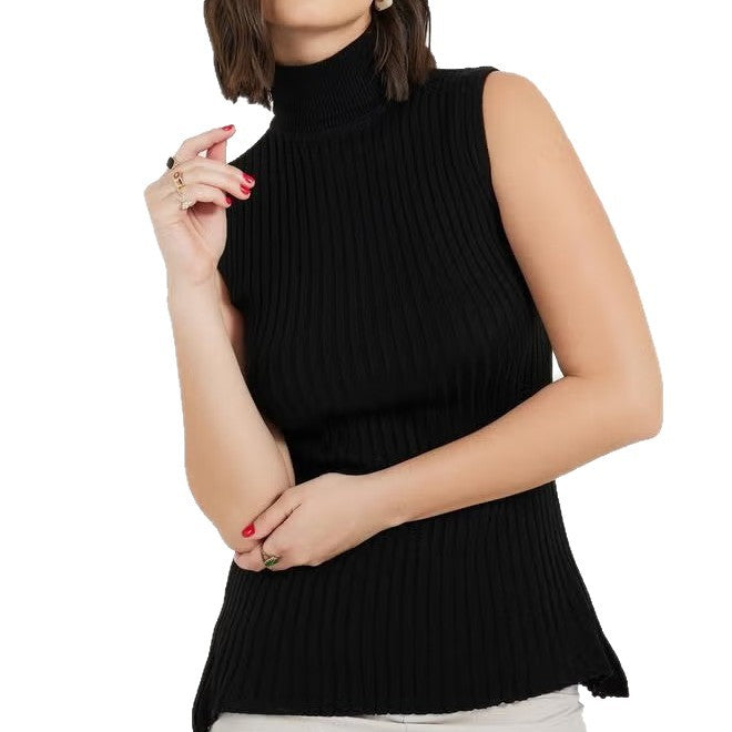 Damen Rollkragenpullover ohne Ärmel mit senkrechtem Rippenmuster Echo Archiv