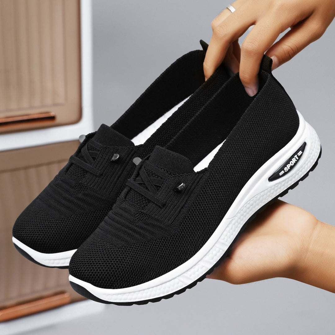 Damen nan gestrickter Slip-On-Loafer-Sneaker mit luftgepolsterter EVA-Zwischensohle und rutschfester Gummilaufsohle Echo Archiv