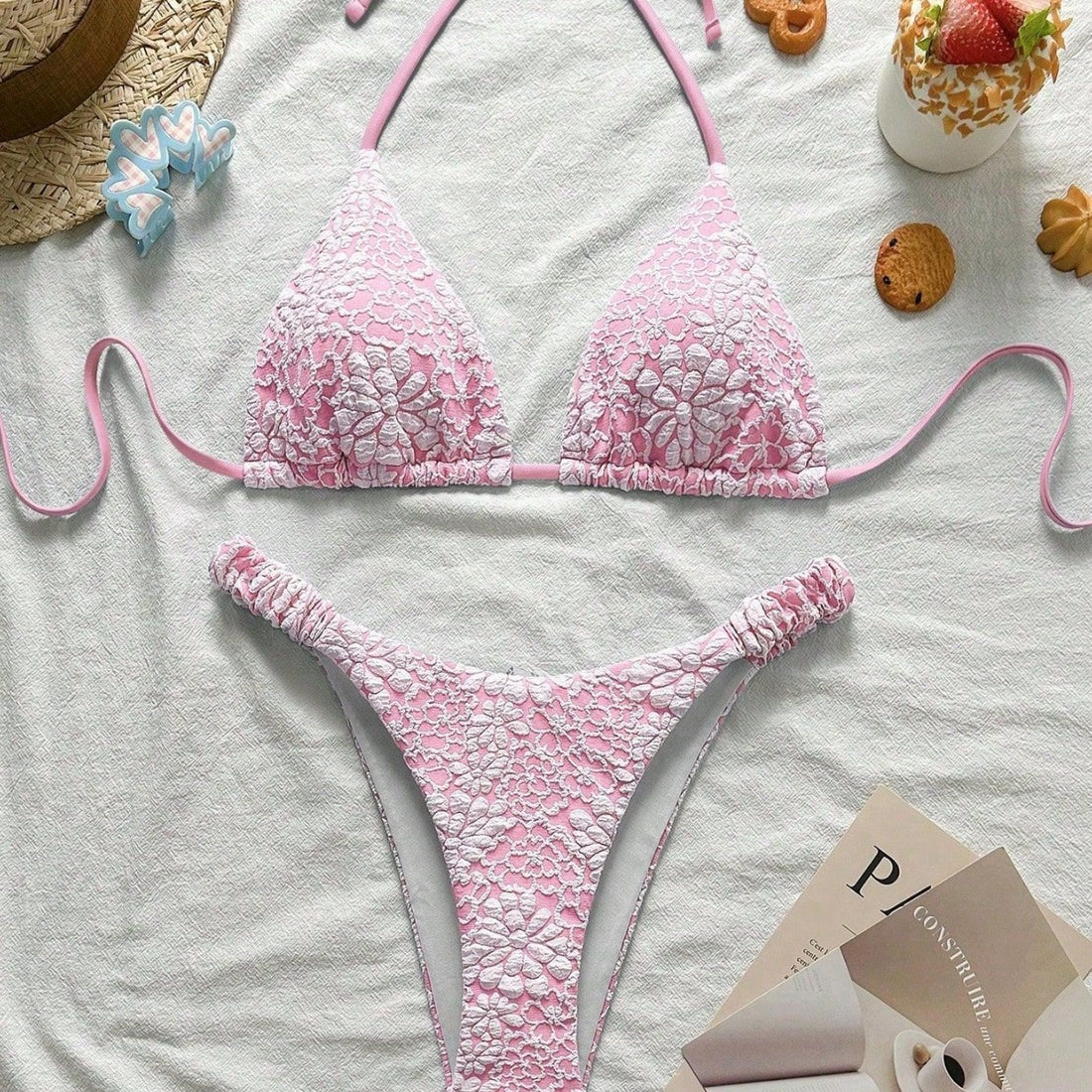 Damen Blumendekorierter Triangel-Bikini – Maréssa