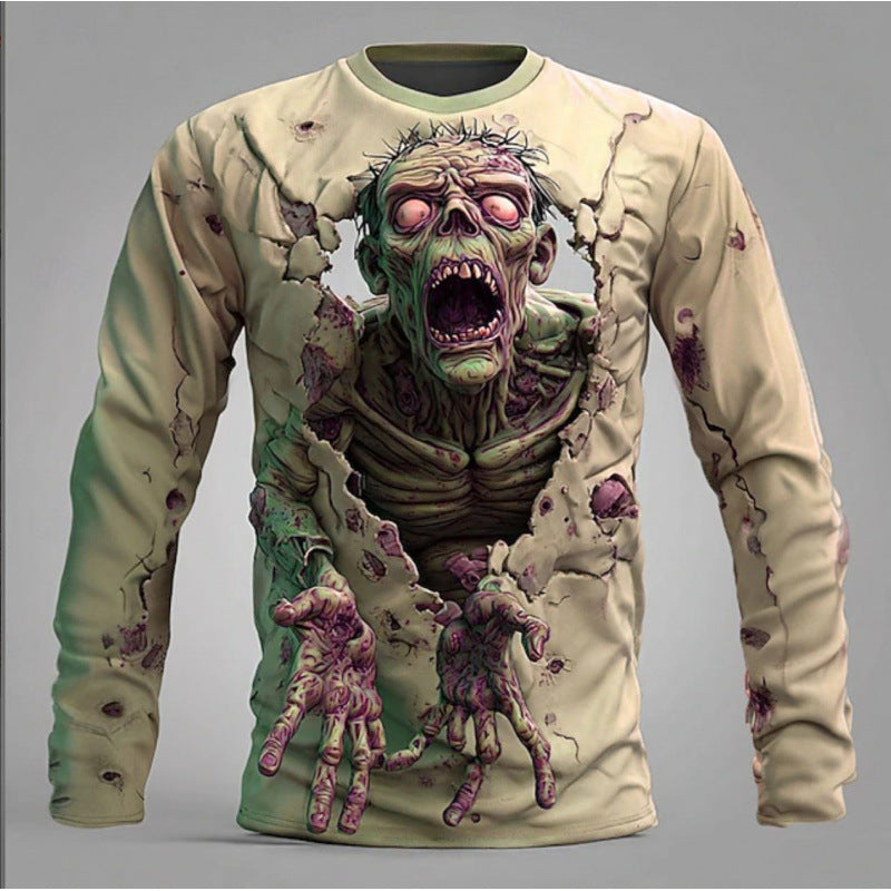 Herren Langarmshirt mit 3D Zombie-Motiv Echoarchiv