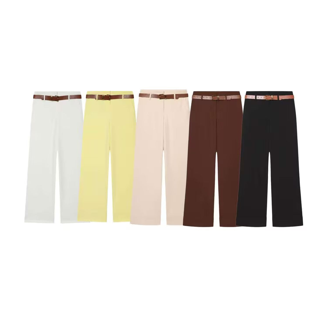 Damen Hochtaillierte Wide‑Leg‑Hose mit Bügelfalte, Gürtelschlaufen und verdeckter Knopfleiste Echo Archiv