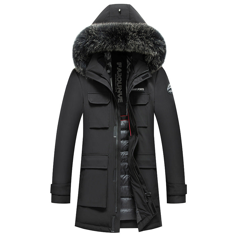Herren Langer Winterparka mit abnehmbarer Kapuze und Kunstfellbesatz, Thermogefüttert Echo Archiv