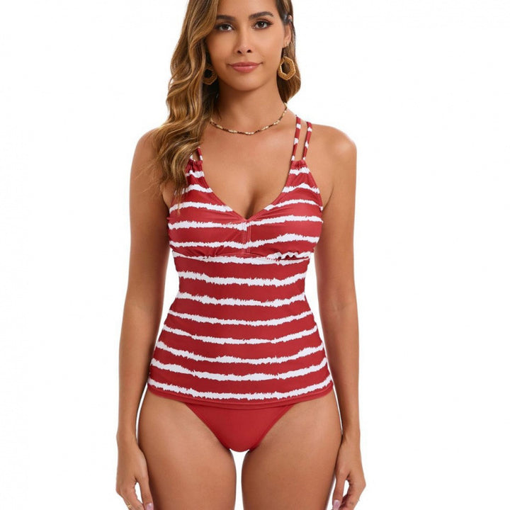 Damen Tankini mit modischem Streifenmuster und verstellbaren Trägern Echo Archiv
