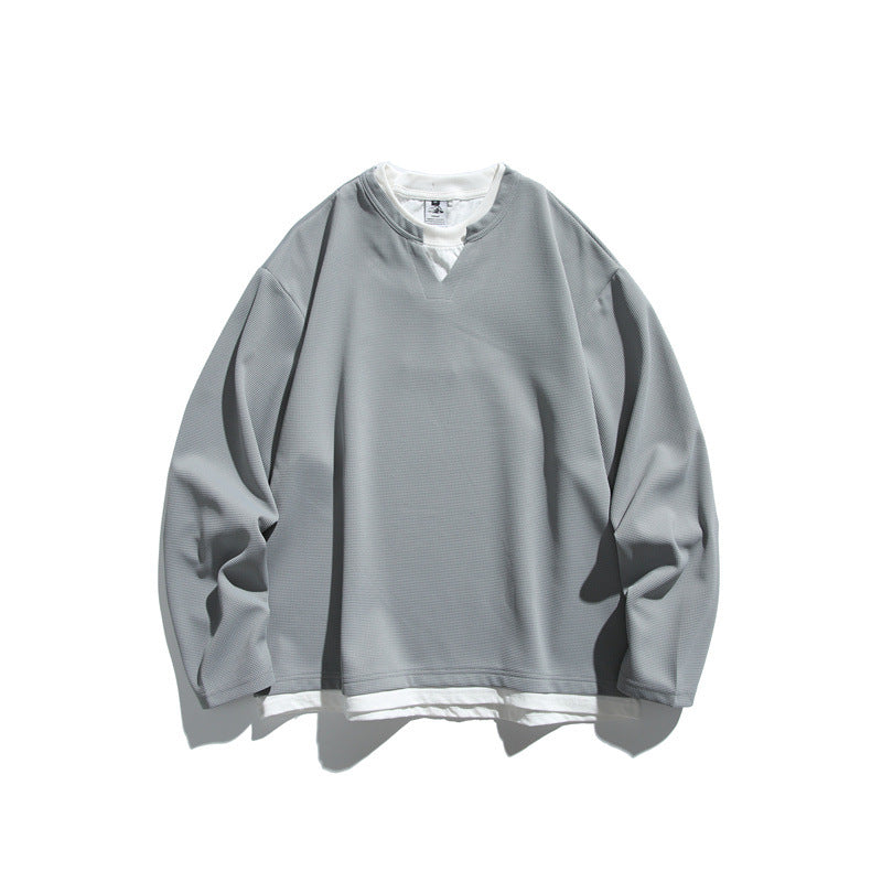Unisex Oversize-Sweatshirt mit V‑Notch und integriertem Layer‑Look Echoarchiv