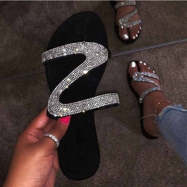 Damen Glitzer-Sandale mit geschwungenen Strass‑Riemen und gepolstertem Komfortfußbett – Sorelia