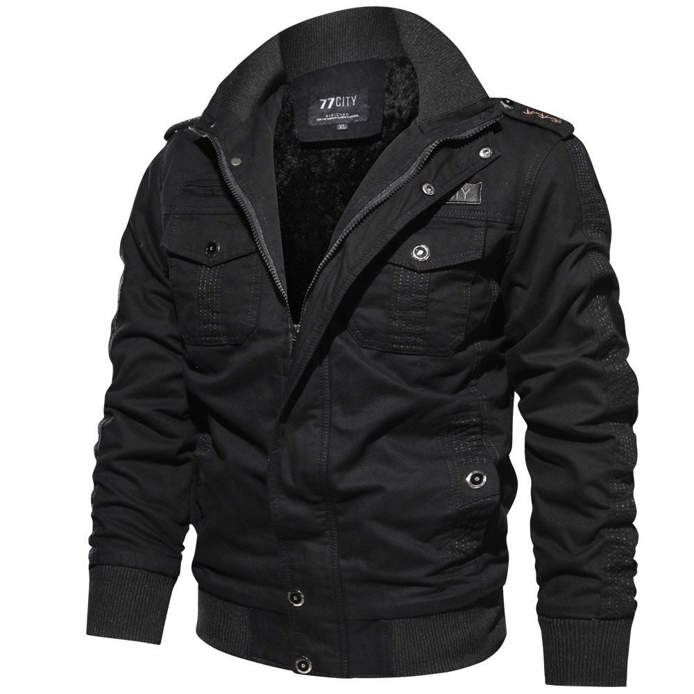 Herren nan militärisch inspiriertes Bomber-Fieldjacke mit Epauletten, verdecktem Reißverschluss und Klappbrusttaschen Echo Archiv