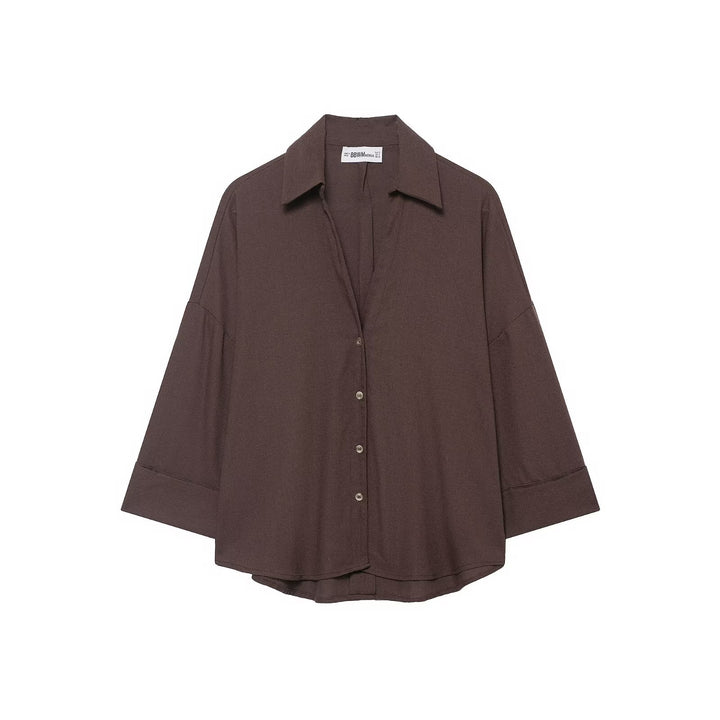 Damen Oversized-Hemdbluse mit kastiger Silhouette, weiten Kimonoärmeln und abgerundetem Saum Echo Archiv