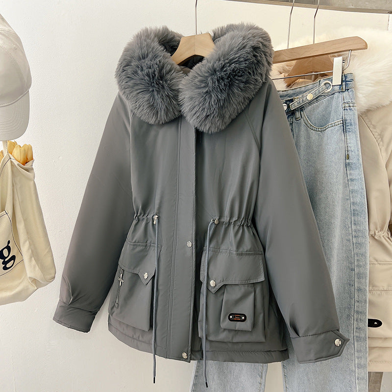 Damen Wattierter Parka mit Tunnelzugtaillierung, Kapuze und voluminösem Kunstfellkragen Echo Archiv