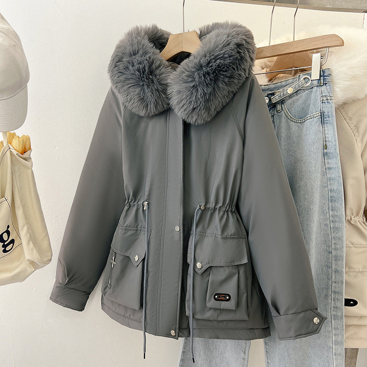Damen Wattierter Parka mit Tunnelzugtaillierung, Kapuze und voluminösem Kunstfellkragen Echo Archiv