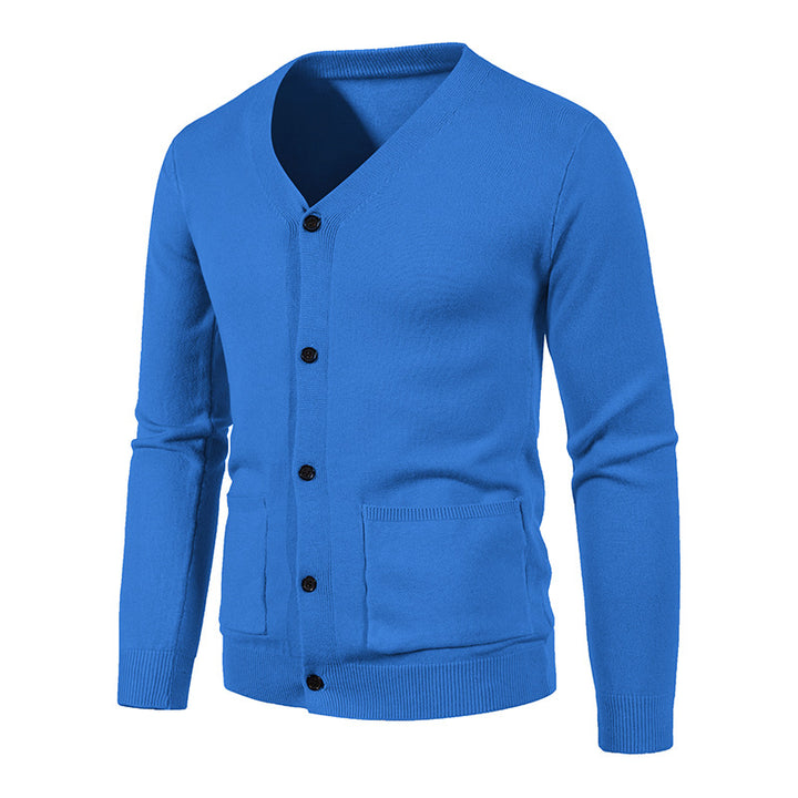 Herren nan leichte Feinstrick-Strickjacke mit V-Ausschnitt, durchgehender Knopfleiste und aufgesetzten Taschen Echo Archiv
