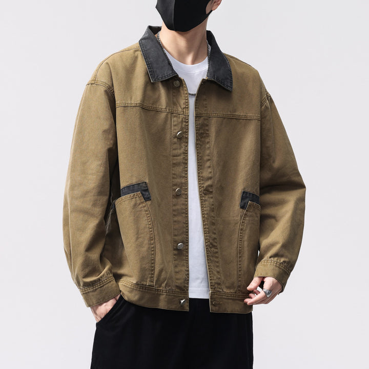 Herren Übergangsjacke aus robustem Denim mit Kontrastkragen und praktischen Taschen Echoarchiv