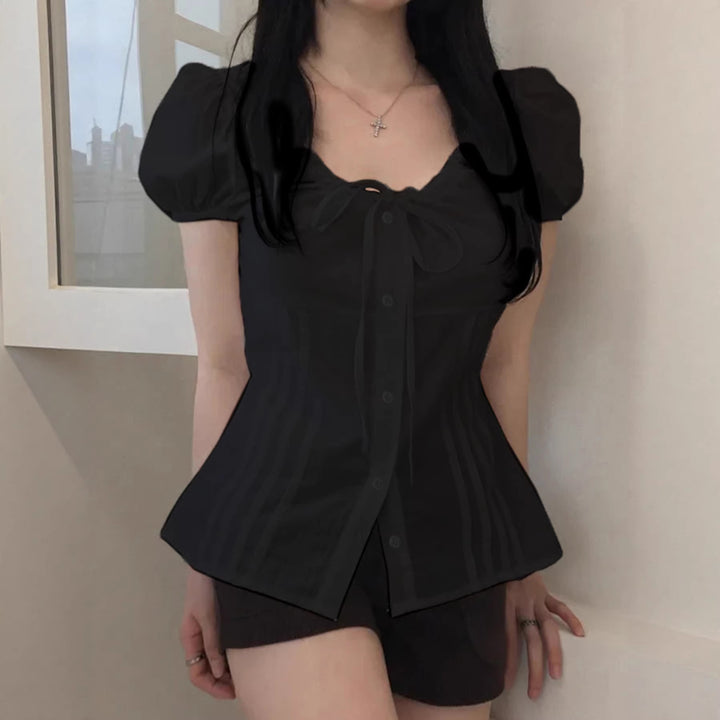 Damen Elegantes Blusenoberteil mit Rüschendetails und taillierter Silhouette Echo Archiv