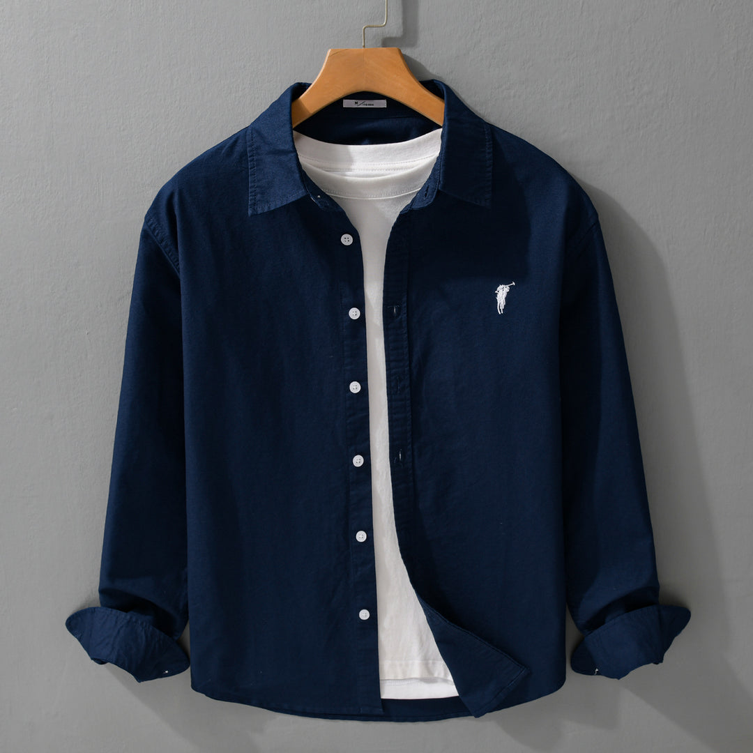 Herren Leichtes Oxford-Hemd Relaxed-Fit mit dezenter Bruststickerei und weicher Vintage-Waschung Echoarchiv