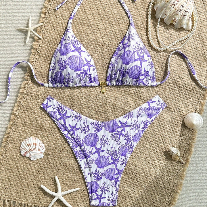 Damen Triangel-Bikini mit maritimem Korallenmuster Echo Archiv