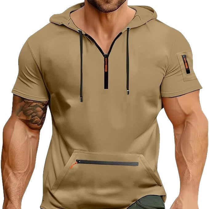 Herren Kurzarm Hoodie mit Reißverschluss Echoarchiv