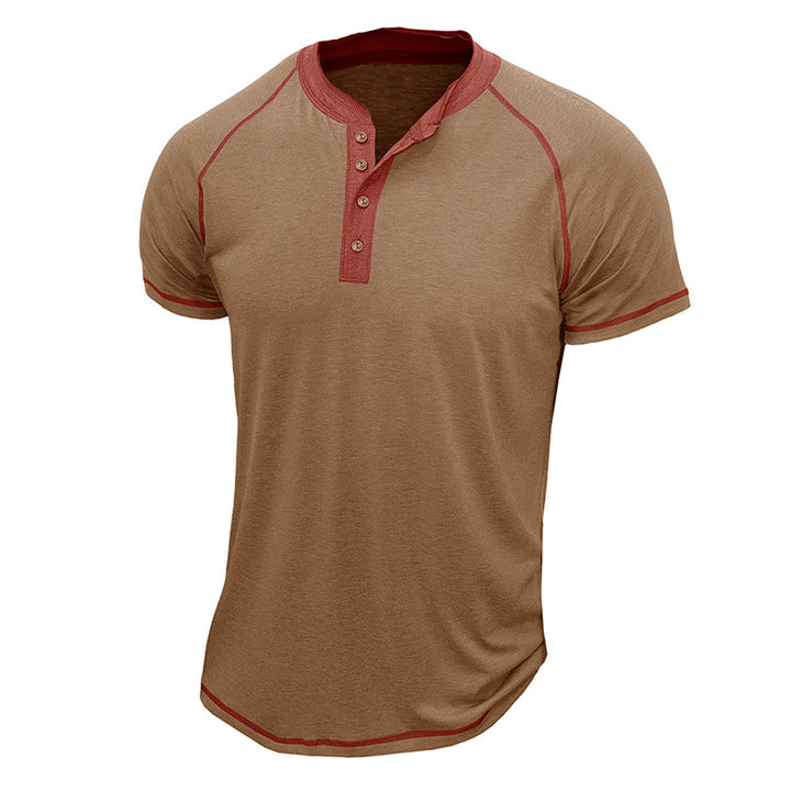 Herren Kurzarm Henley-Shirt mit Kontrastdetails und strapazierfähigem Stoff Echoarchiv