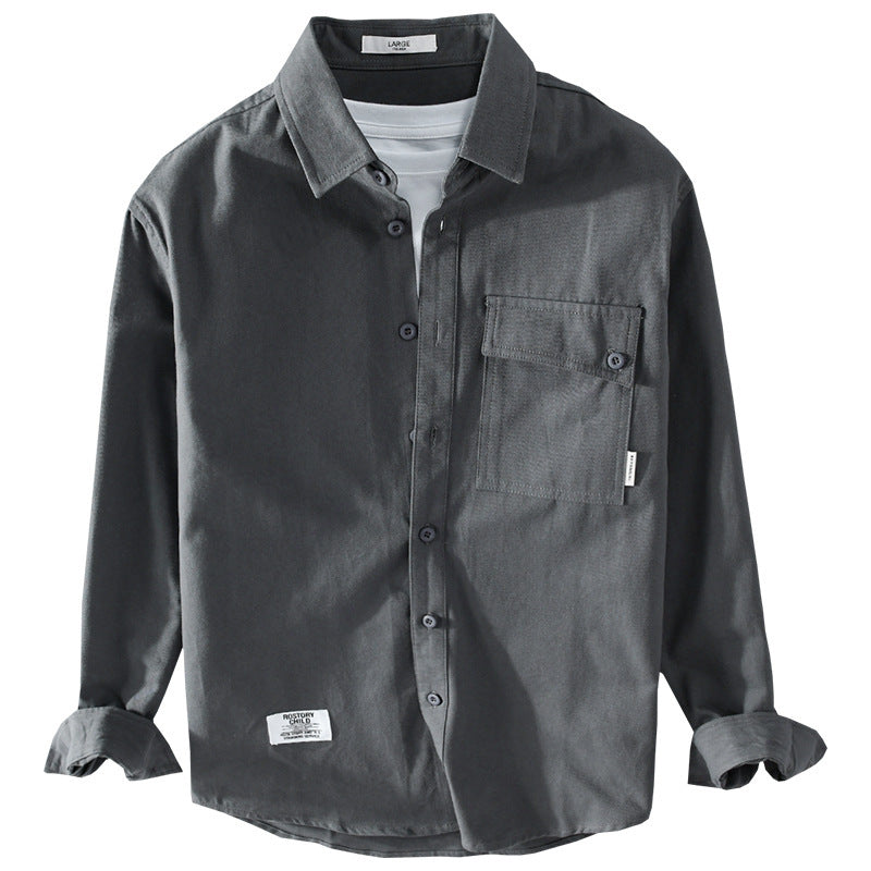 Herren Lockeres Hemdjacken-Overshirt aus Soft‑Twill mit integriertem Layer‑T‑Shirt und aufgesetzter Brusttasche Echoarchiv