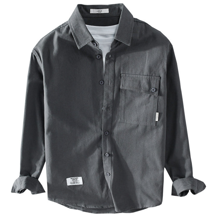 Herren Lockeres Hemdjacken-Overshirt aus Soft‑Twill mit integriertem Layer‑T‑Shirt und aufgesetzter Brusttasche Echoarchiv