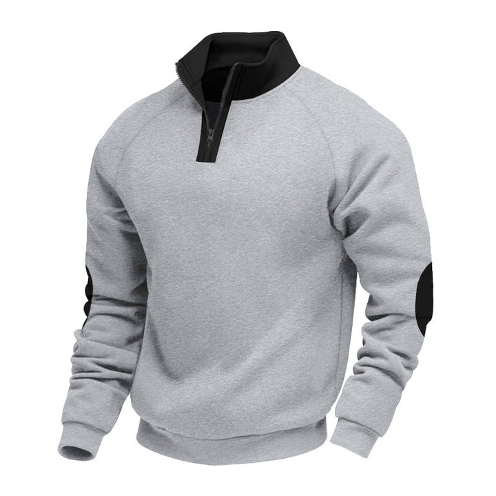 Herren Sweatshirt mit halbem Reißverschluss und kontrastierenden Ärmeln Echoarchiv