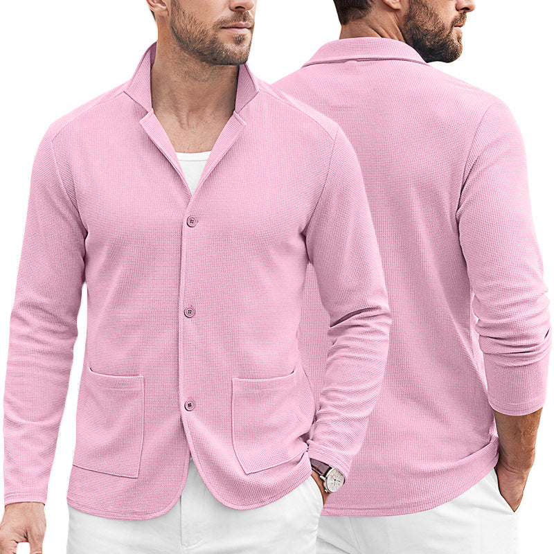 Herren Strickblazer-Cardigan mit Strukturstrick und aufgesetzten Taschen – Tianoro