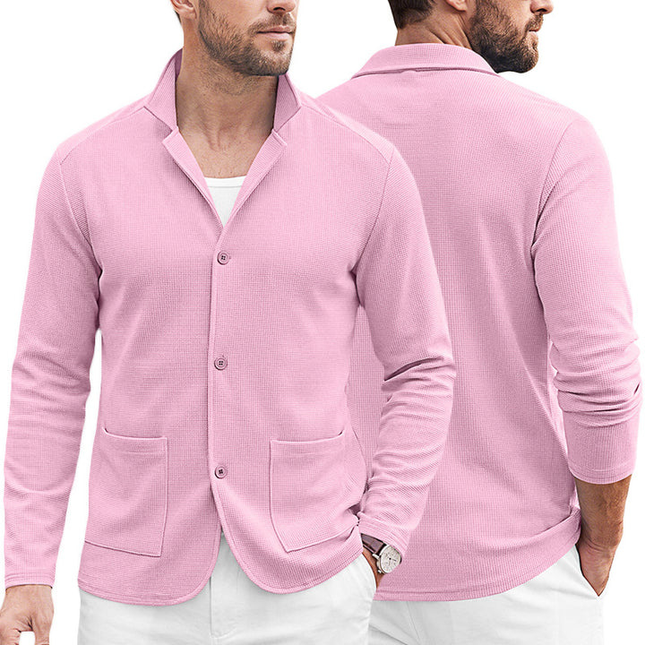 Herren Strickblazer-Cardigan mit Strukturstrick und aufgesetzten Taschen – Tianoro