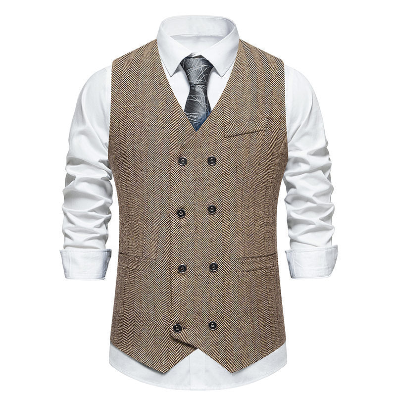 Herren elegante Doppelreiher-Weste im strukturierten Design Echoarchiv