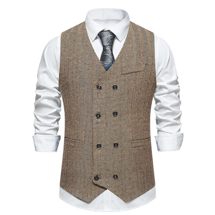Herren elegante Doppelreiher-Weste im strukturierten Design Echoarchiv