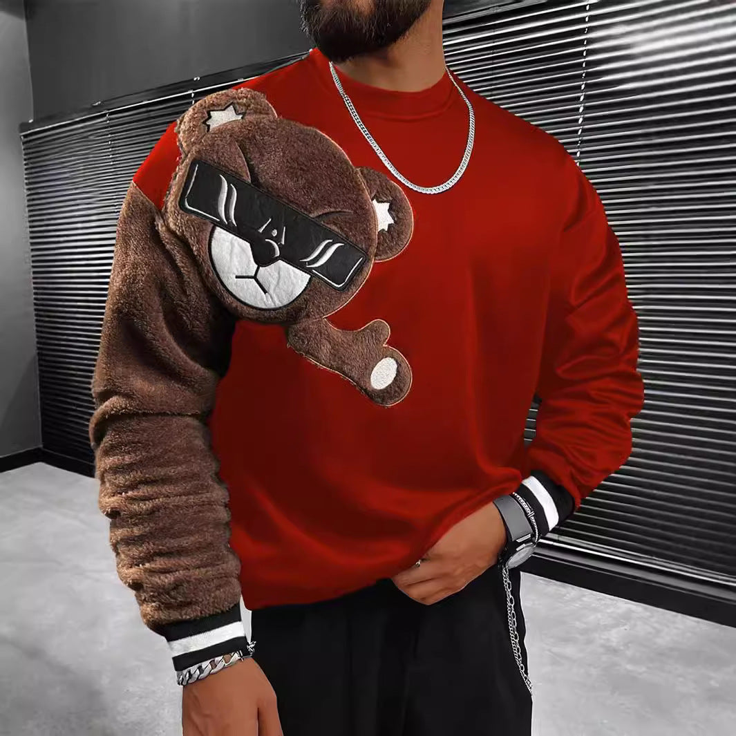 Herren Sweatshirt mit plüschiger Bärenapplikation Echoarchiv