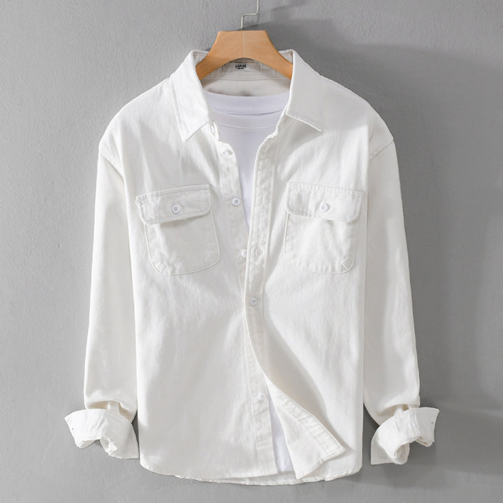 Herren Leichtes Baumwoll-Twill-Overshirt mit Brustklappen und Relaxed-Fit Echoarchiv