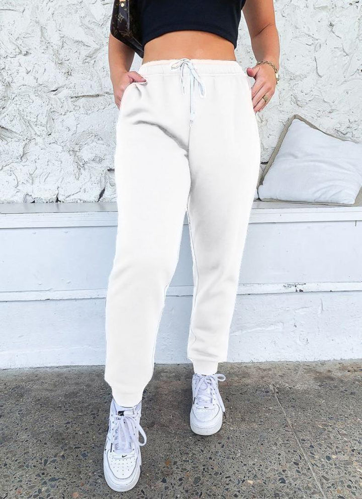 Damen taillenhohe tapered Jogginghose mit elastischem Komfortbund, verstellbarem Kordelzug und tiefen Eingrifftaschen – Avélisse