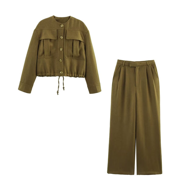 Damen Cropped Fieldjacke mit aufgesetzten Pattentaschen und Kordelzug Echo Archiv